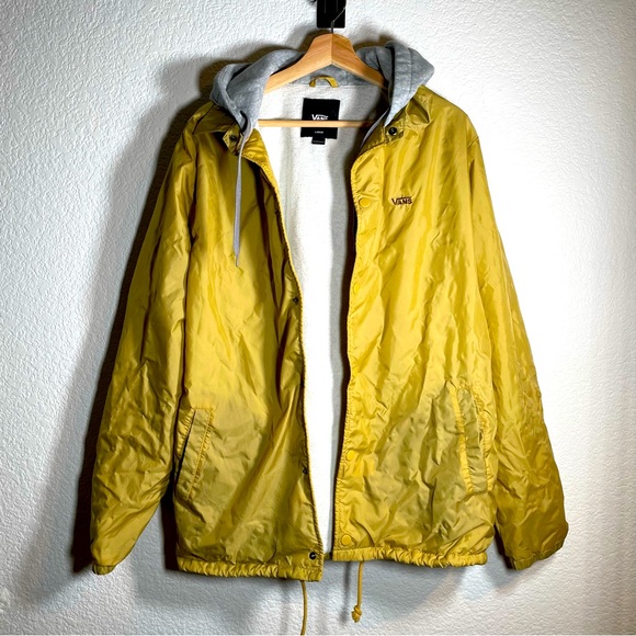 Vans Other - VANS Riley Jacket Rain Coat Gold Yellow Lined Hoodie Men’s Size Large